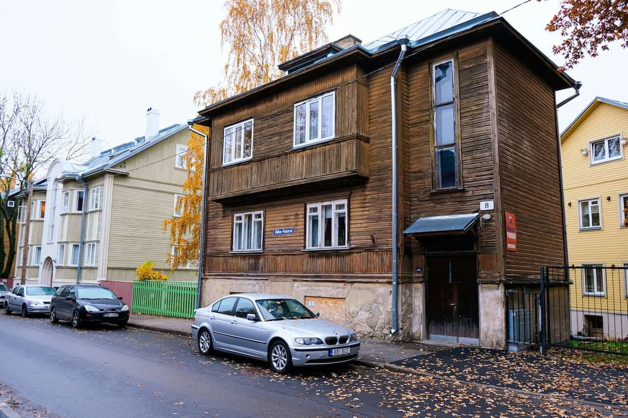 Colorful wooden houses in the Kalamaja district, a popular area when considering where to stay in Tallinn.